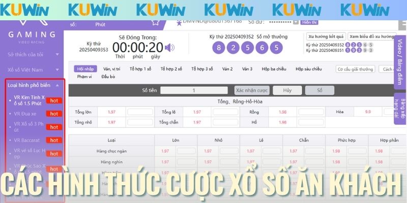 Các hình thức cược xổ số ăn khách nhất của nhà cái