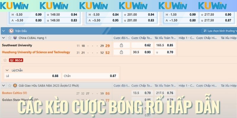 Các kèo cược bóng rổ hấp dẫn