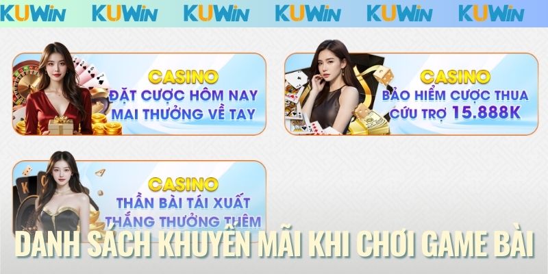 Danh sách khuyến mãi bạn sẽ nhận được khi chơi game bài
