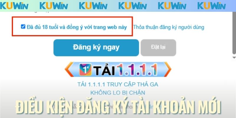 Điều kiện đăng ký tài khoản mới