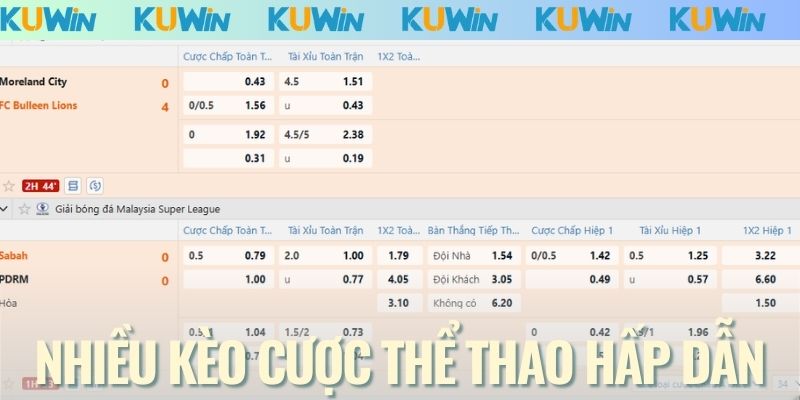 Nhiều kèo cược thể thao hấp dẫn
